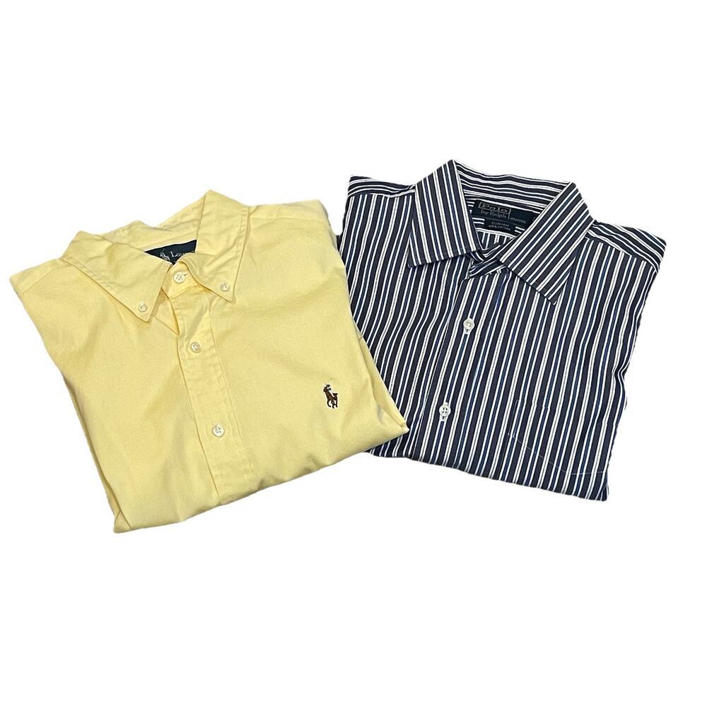 Ralph Lauren Dress Shirt Mens 34/35 Classic Lot of 2 Button Up Preppy Neck 16.5